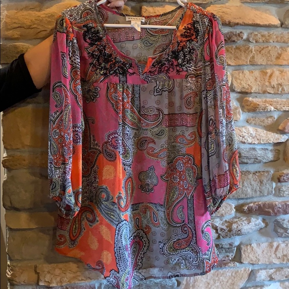 3/4 length sleeve paisley design blouse